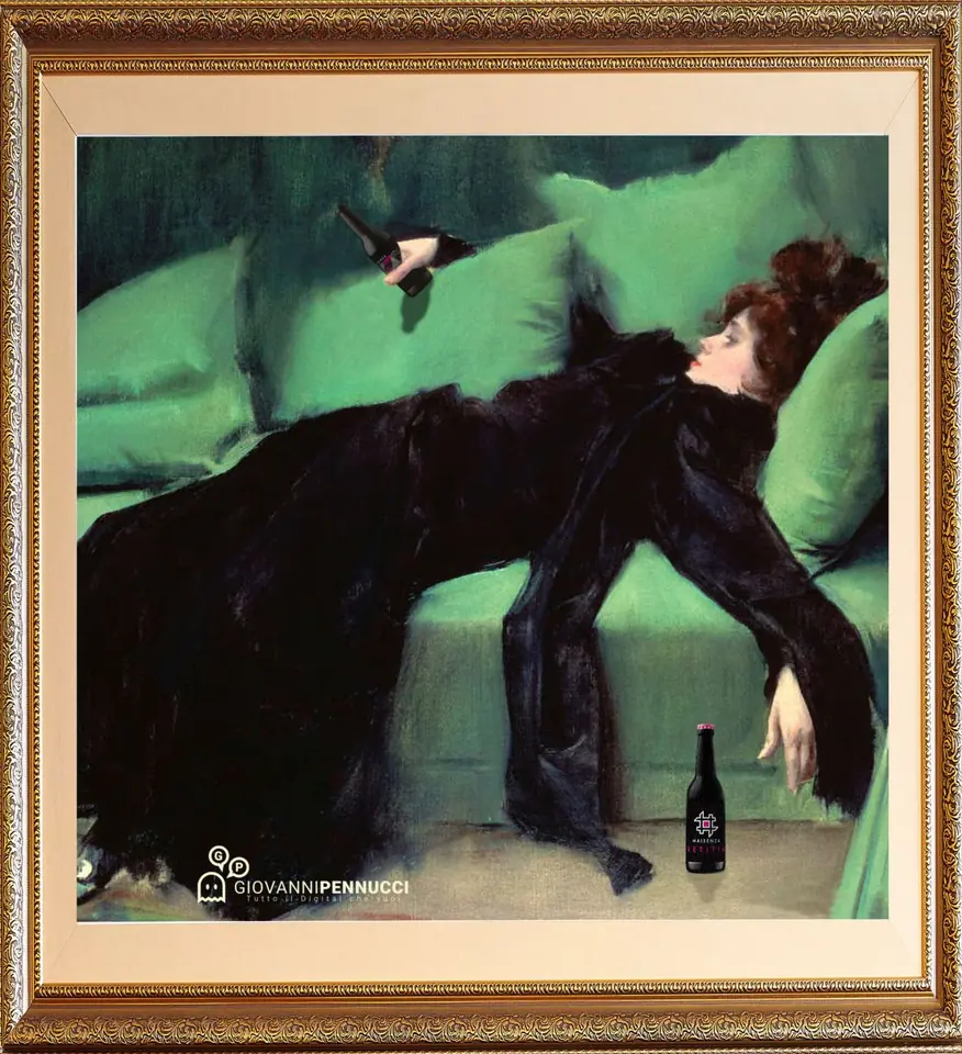 Giovane decadente (con la nuova birra Maisenza): Giovane decadente di Ramon Casas rivisitato in chiave Covid-19