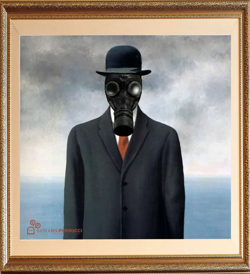 Il figlio dell’uomo (ancora più nascosto): Il figlio dell’uomo di René Magritte rivisitato in chiave Covid-19