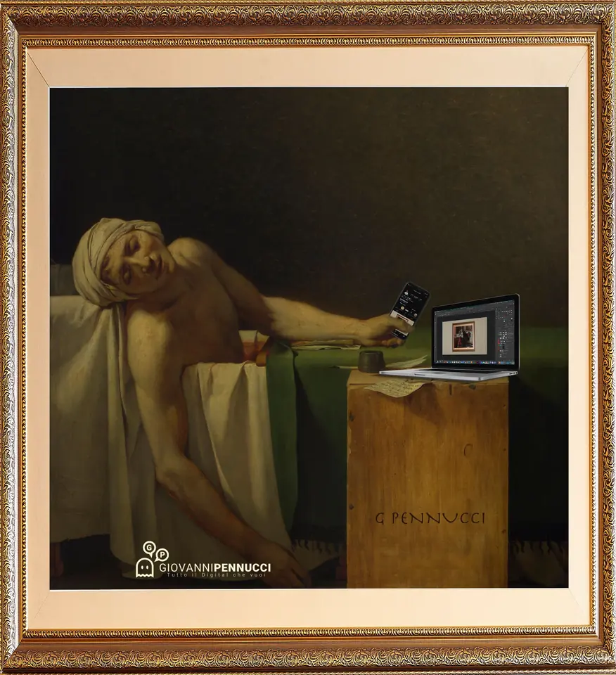 Dopo 55 giorni di quadri rivisitati: La morte di Marat di Jacques-Louis David rivisitato in chiave Covid-19