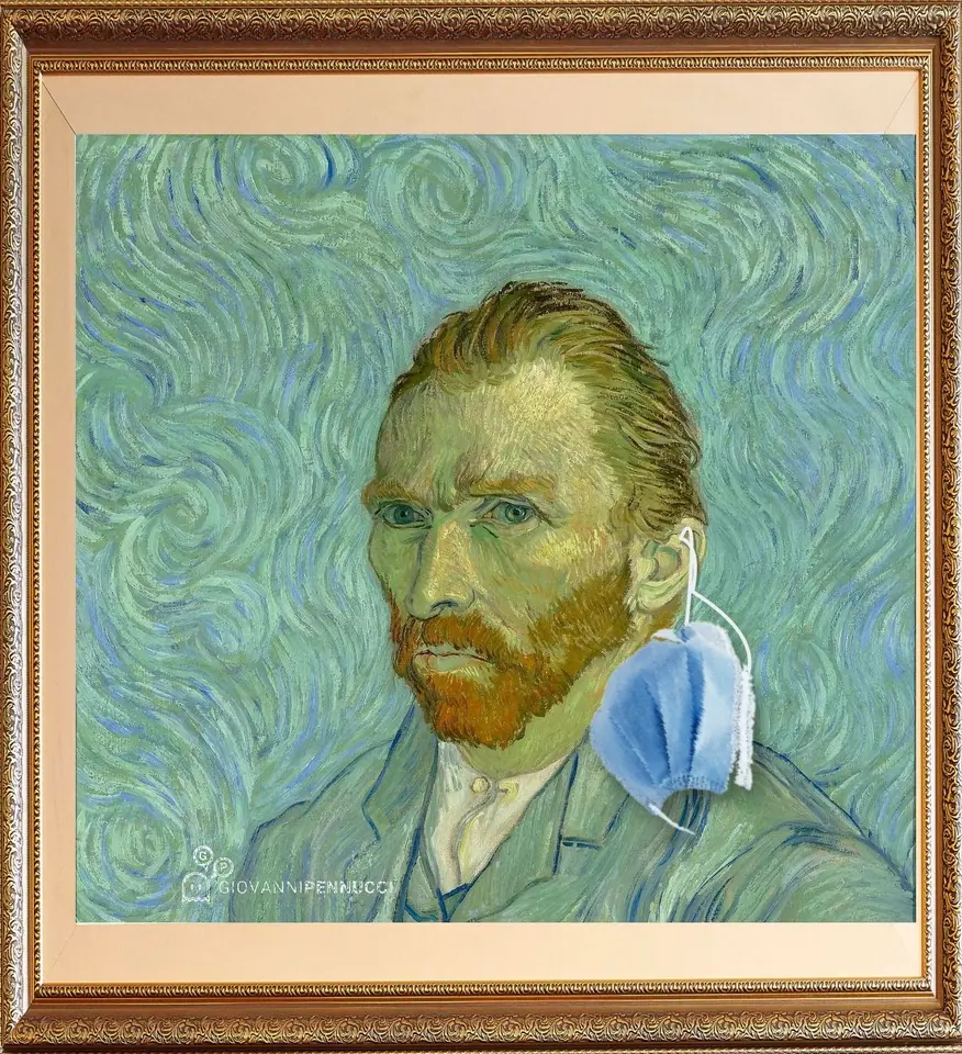 Autoritratto (prima di uscire a fare la spesa): Autoritratto di Vincent van Gogh rivisitato in chiave Covid-19