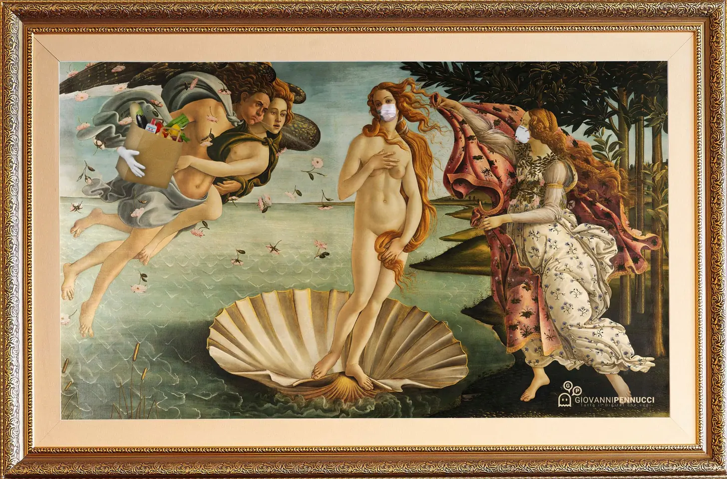 La ri-nascita di Venere (in pericolo): Nascita di Venere di Sandro Botticelli rivisitato in chiave Covid-19
