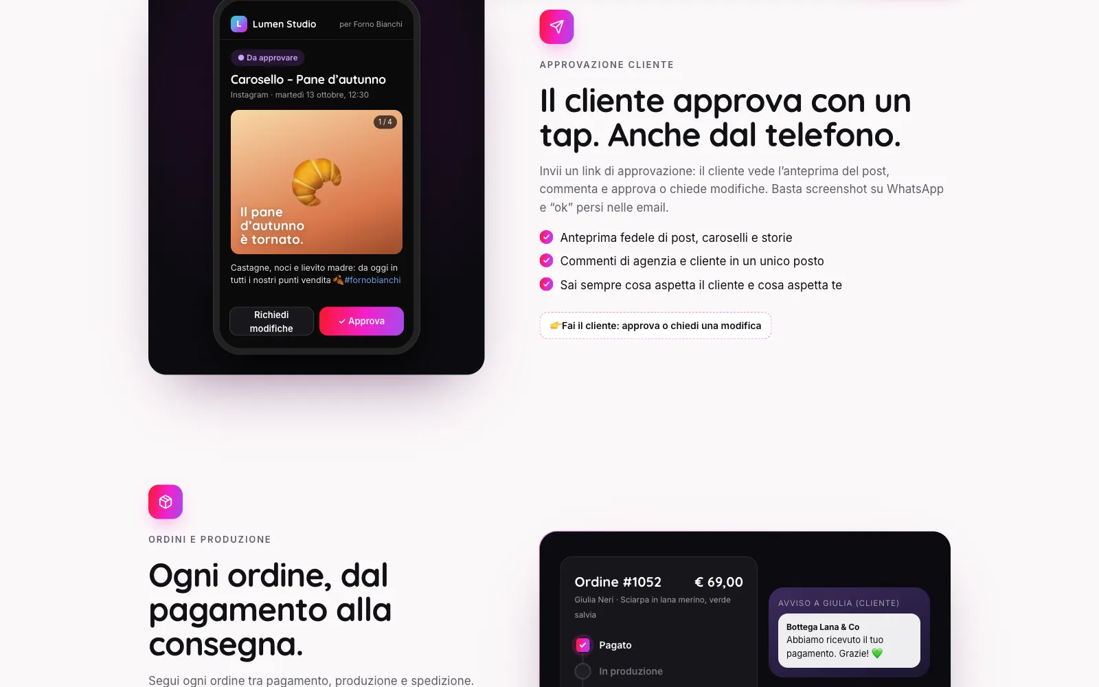 L’approvazione del cliente