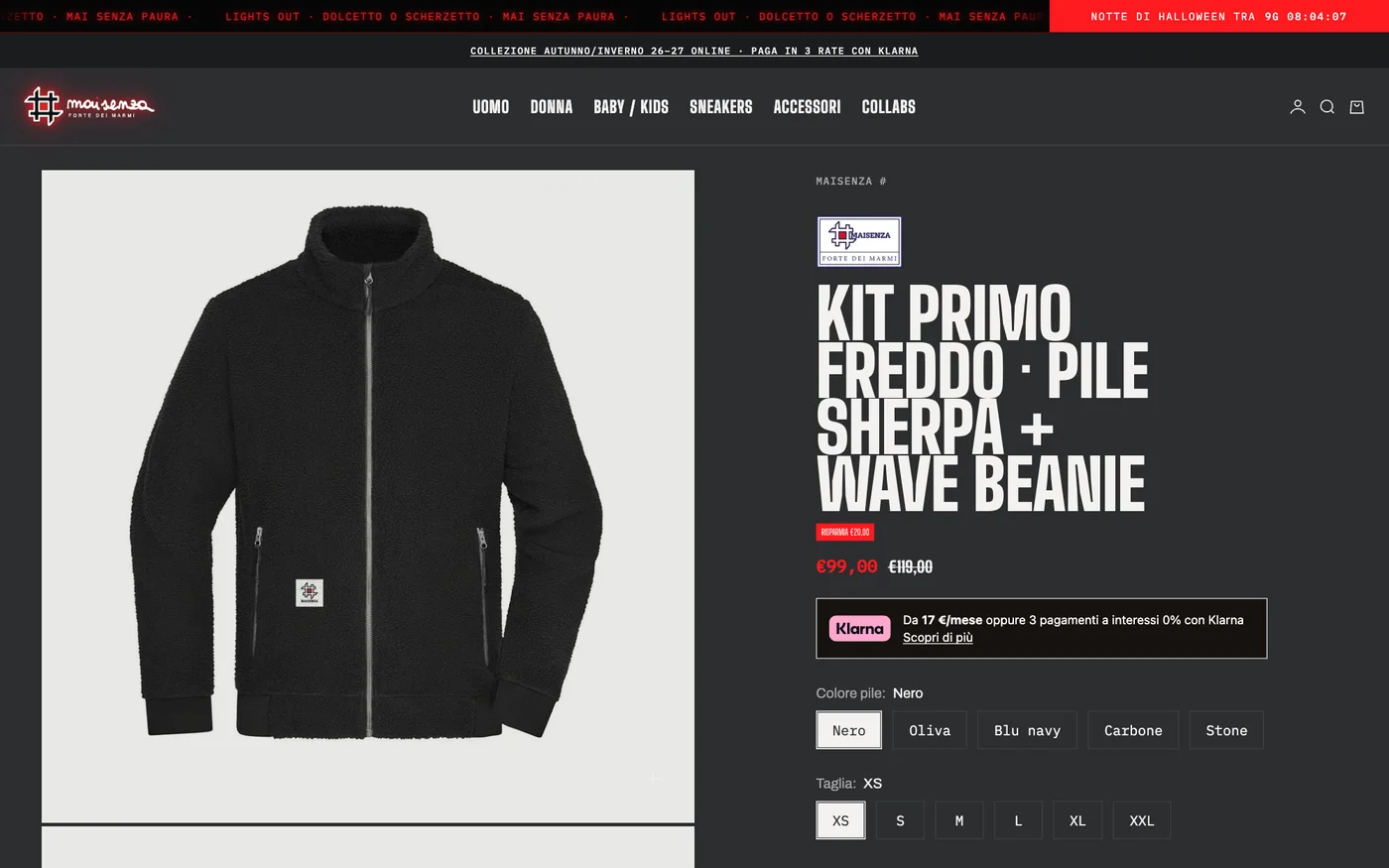 La pagina prodotto del Kit Primo Freddo