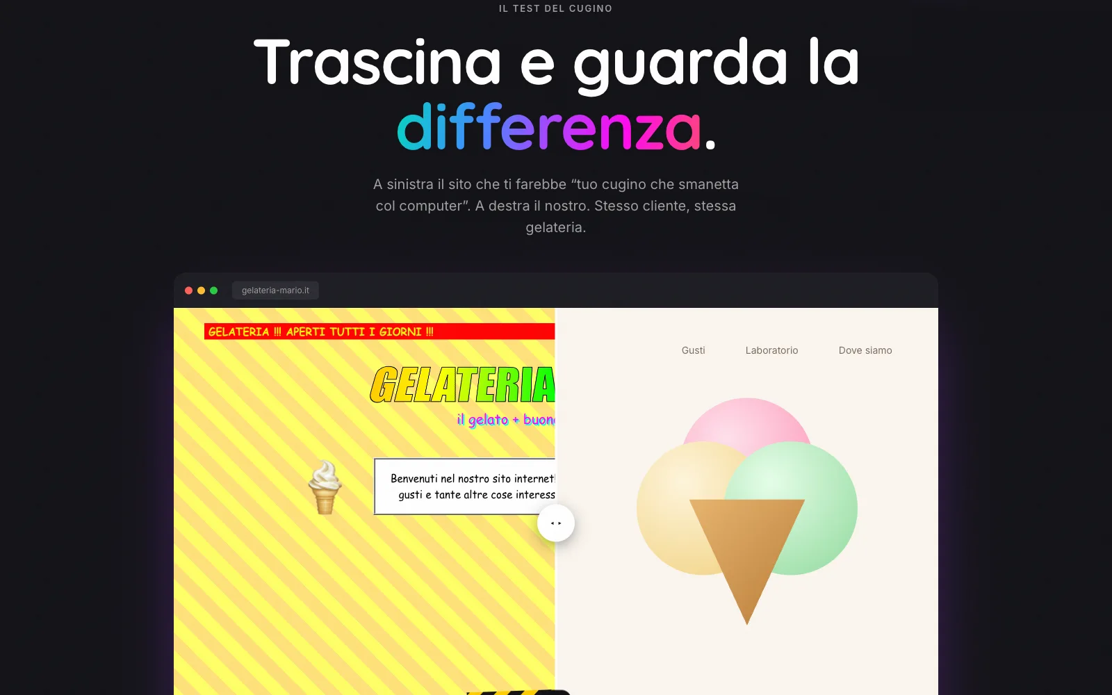 Il test del cugino sul sito di mioQgino